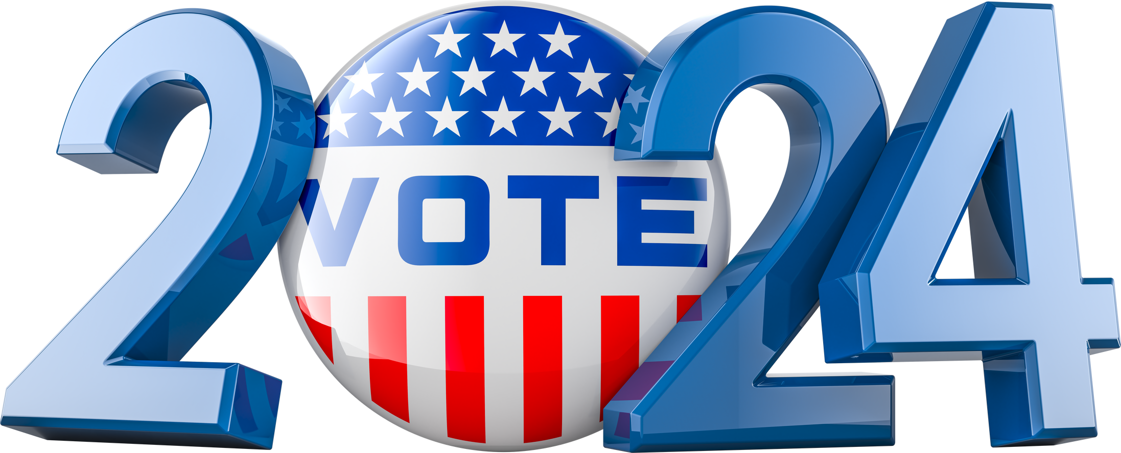 United States presidential election 2024, 3D rendering isolated on transparent background